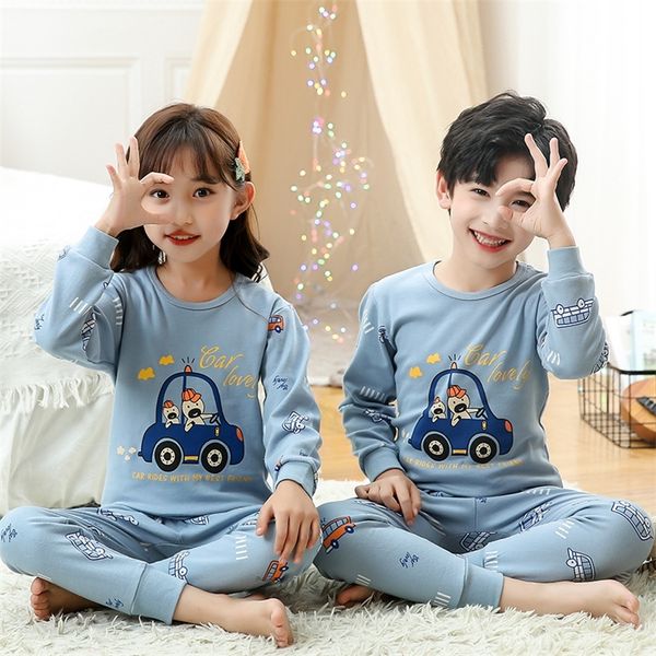 

autumn winter baby girl clothes pajamas sets bosy pyjamas kids homewear cotton nightwear children's indoor clothing pijamas suit 220426, Blue;red