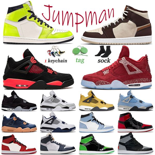 

1 1s jumpman basketball shoes military new black bred patent visionaire sports 4s red thunder trainers mens womens black cats 4 sneakers 36-