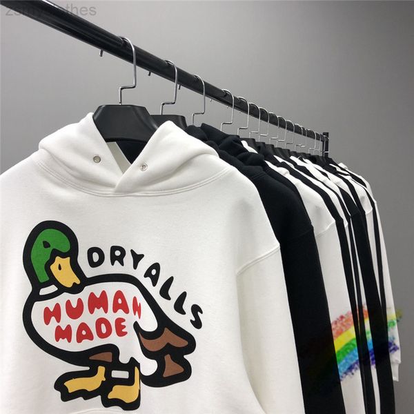 

2021fw human made duck hoodie men women heavy fabric classic cartoon human made sweatshirts pullovers 0811, Black