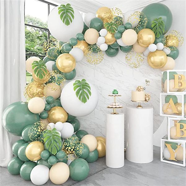 Parti Dekor Zeytin Green Balon Garland Kit Metalik Konfeti Gelin Duş Düğün Doğum Günü Bebek Duş MJ0770