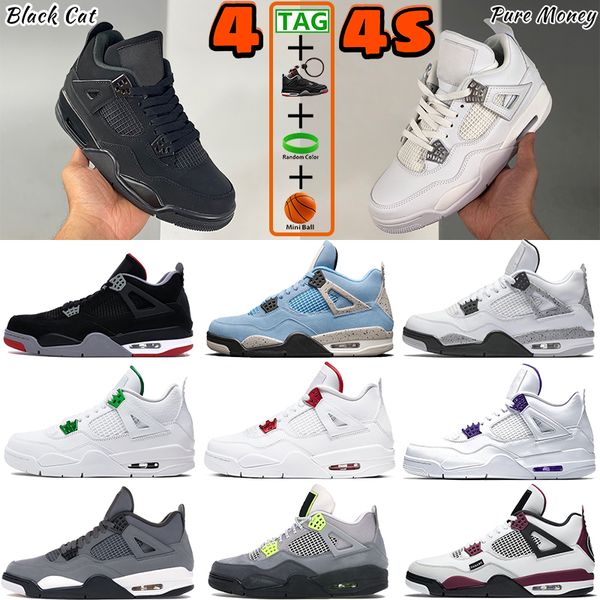 

military black university blue 4 4s men basketball shoes metallic purple what the paris se neon fire red white cement bred pure money