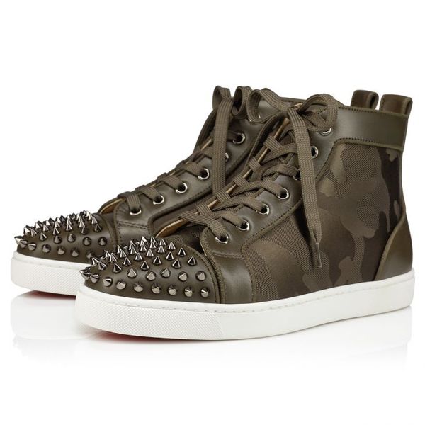 

men casual shoes brand paris reds sole sneaker spiked low shoes jacquard army calf leather style red botto, Black