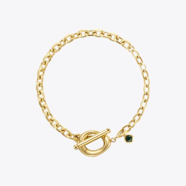 

link chain green stone bracelet for women stainless steel fashion jewelry gold color gift collier pulseras b2247link linklink, Black