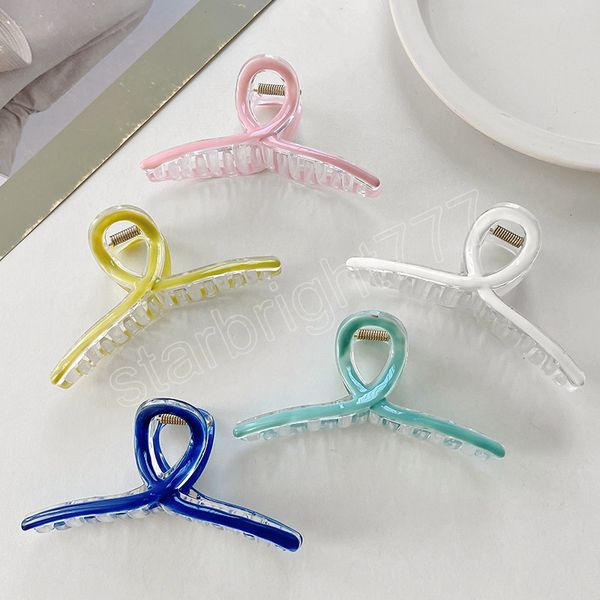 

women elegant drip oil cross transparent hair claws sweet toothed hairpins hair clip fashion hair accessories, Slivery;white