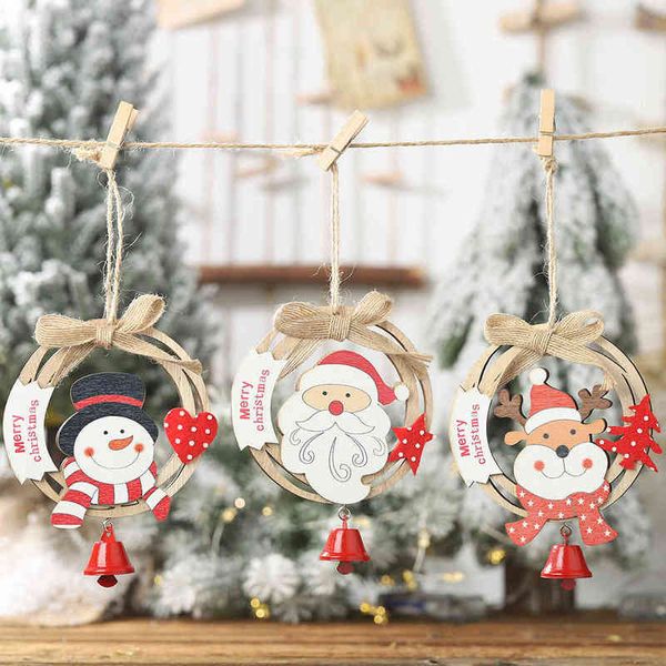 

factory outlet new wooden christmas wreath pendant creative butterfly band bell ring signboard pendant
