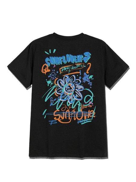 

men floral & letter graphic tee e3hv#, White;black