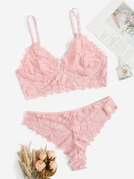

plus floral lace lingerie set s0an#, Black;white