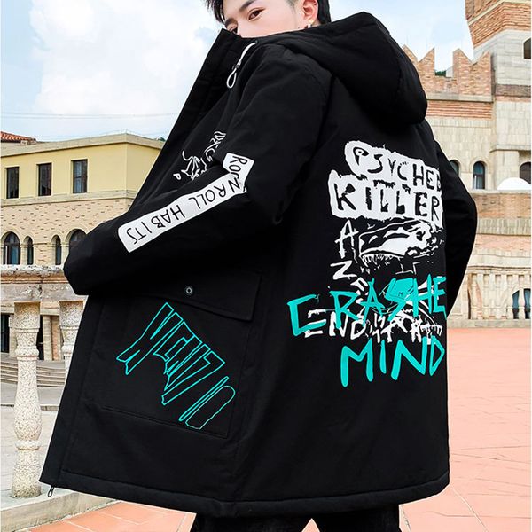 

men's trench coats autumn winter hip hop men's plush thicken overcoat warm streetwear midlong length fleece jackets detachable fur, Tan;black