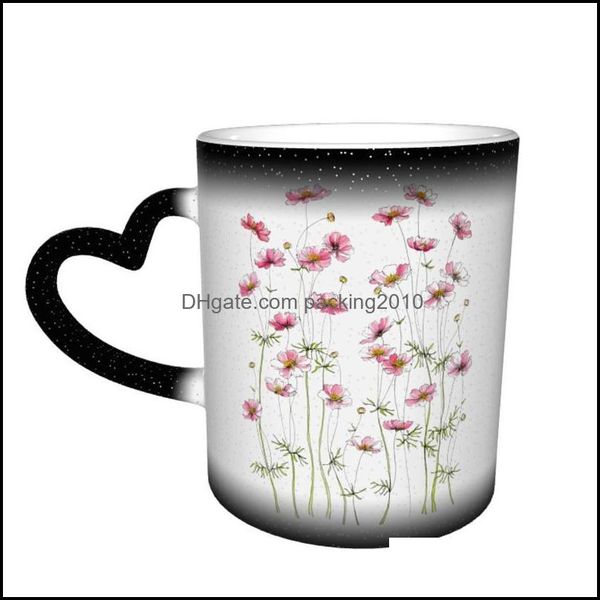 Becher Getränke Geschirr Küche Essbar Hausgarten Blumen Tasse Y Kaffee Farbe ändern kreative Retro -Tassen Drop Lieferung 202 Dhyts