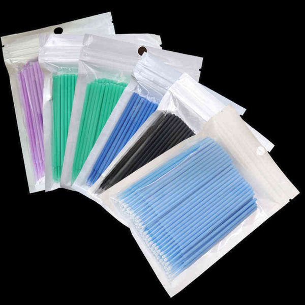 

100 stkspak microbrushes voor wimper extension make borstels wattenstaafje wegwerp individuele applicators mascara wimpers 0308