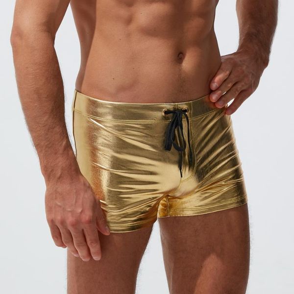 

men's swimwear plus size low waist gold silver color men's swimming pants swim shorts trunks quick-dry briefsmen's