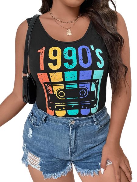 

plus magnetic tape print tank f472#, Black