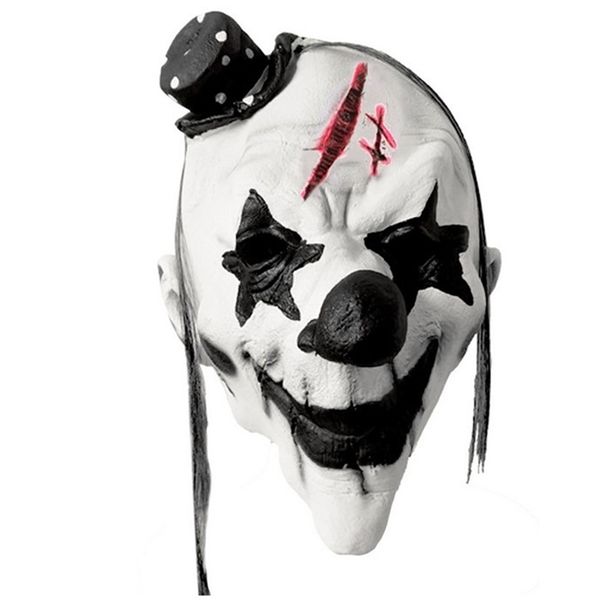 Horror Halloween Mask Latex Full Black and White Clown Mask Halloween Party T200622