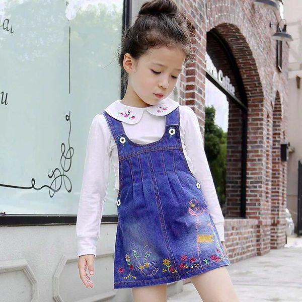 Vestiti da bambina IENENS Abito estivo Salopette con bretelle per neonata 3-6 anni Cinturino in denim per bambini