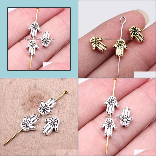 Wysiwyg 20 Stück 9 x 7 mm Antik Silber Farbe Gold Hand kleine Loch Perlen für Schmuckherstellung DIY Erkenntnisse Drop Lieferung 2021 Andere lose Oxbem