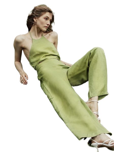 

x isabelle wang cutout front tie backless jumpsuit 08hl#, Black;white