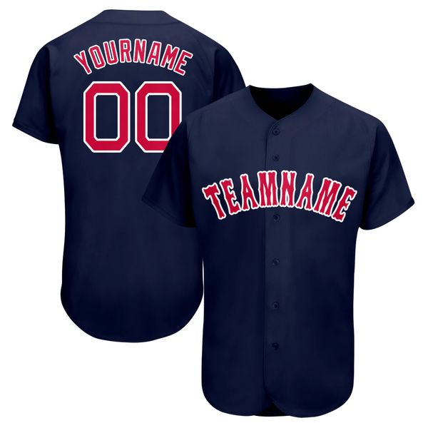 

custom navy red-white 6576576 baseball jersey, Blue;black