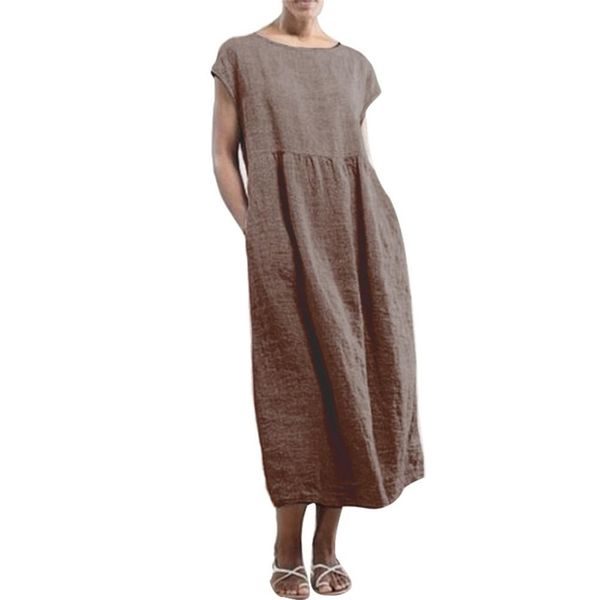 

casual women summer solid color short sleeve baggy beach shift kaftan midi dress 220614, Black;gray