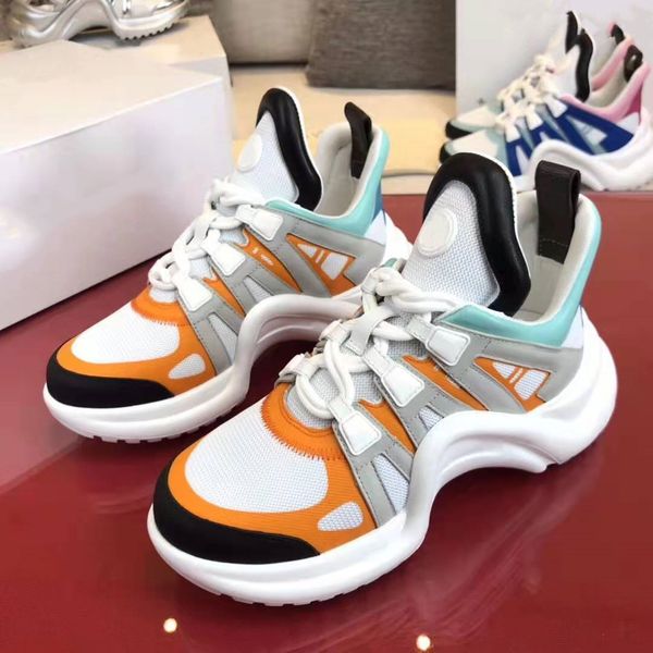 

level trend sports shoes mixed color leather patchwork personality wave thick soled old dad shoe fashion designer women platform sneakers ca