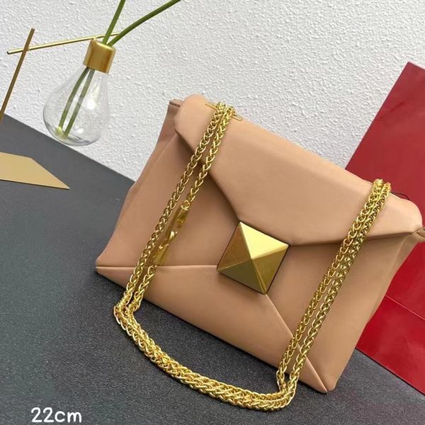 

2022 new luxury desinger ladies shoulder bags soft calf leather flap fashion metal chain crossbody purse women handbag size 22cm