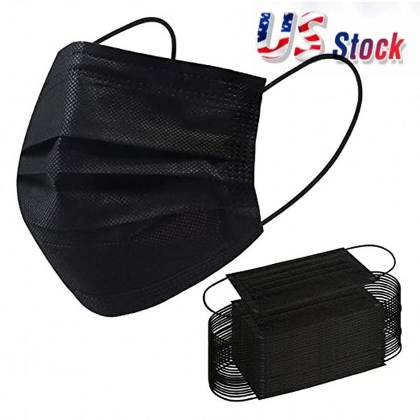 

dhl black disposable face masks 3-layer protection mask with earloop mouth face sanitary outdoor masks us stock