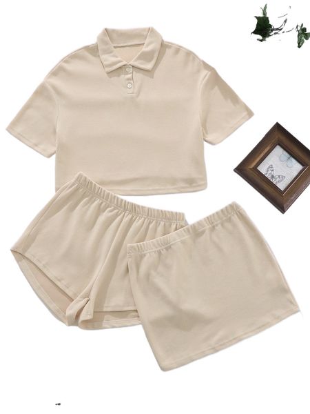 

polo neck tee & skirt & shorts lounge set u38e#, Black;red