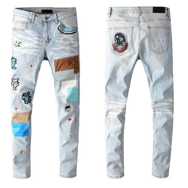 

fashion mens casual pants slim retro skinny jeans for man modern designer p251b, Blue