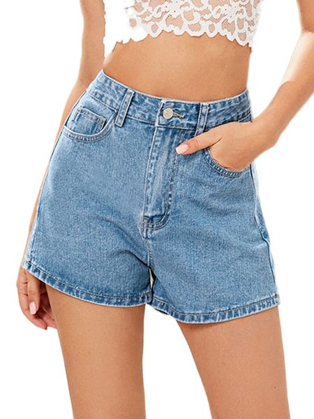 

washed pocket detail solid denim shorts k1ip#, White;black