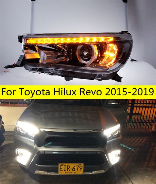 Светодиодные фары для Toyota Hilux Revo, светодиодные фары 15-19, передние фары автомобиля, динамический указатель поворота, ежедневный рабочий свет