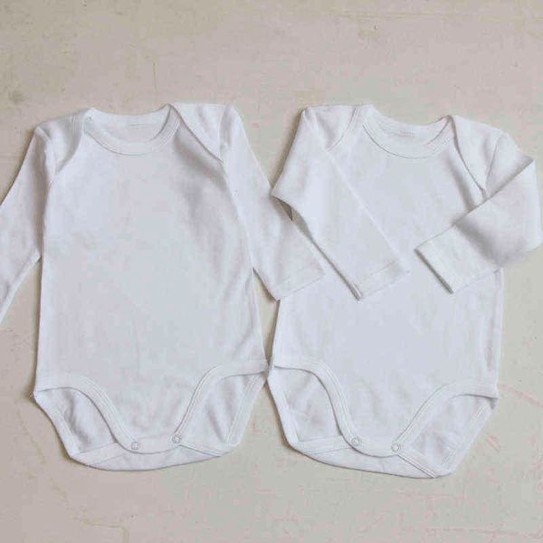 2/3/4pcs roupas de bebê roupas de roupa meninos roupas meninas roupas garotas mangas compridas Macão de algodão 100% Bodysuuve branco redondo G22050510