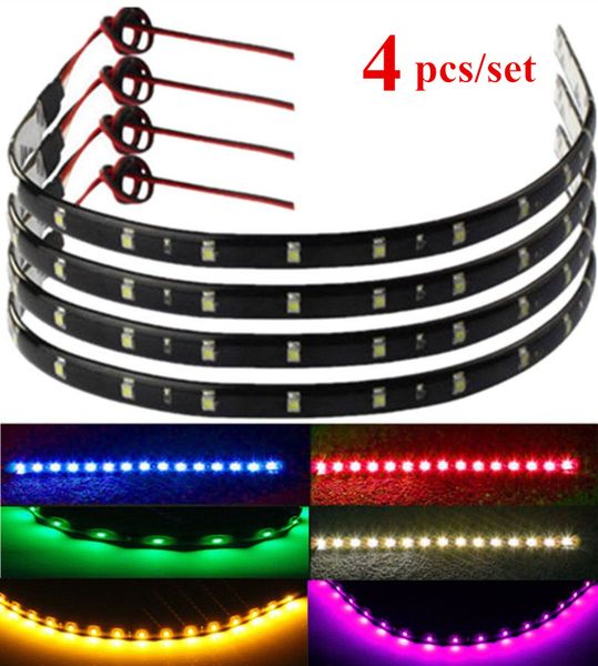 

4pcs 30cm 15-led car trucks motor grill flexible 6 colors waterproof light strips