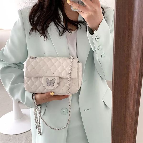

luxury brand designer shoulder bags ladies butterfly pattern lock handbags pu leather solid color crossbody bags versatile flap small square