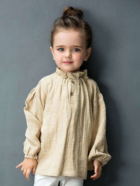 

little girl's ruffled collar lantern sleeve shirt she, White;black