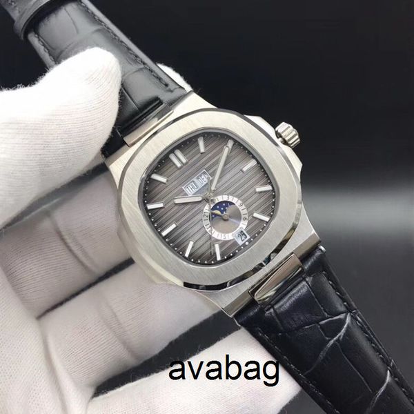 

18 colors watches 5726 mechanical automatic men watch moon phase 24h stainless steel all functions work 40.5mm mrv4, Slivery;brown