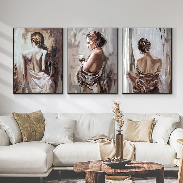 Pittura di figura astratta Ragazza sexy Body Back Poster e stampe Immagine moderna su tela Wall Art Soggiorno Decorazioni per la casa Senza cornice