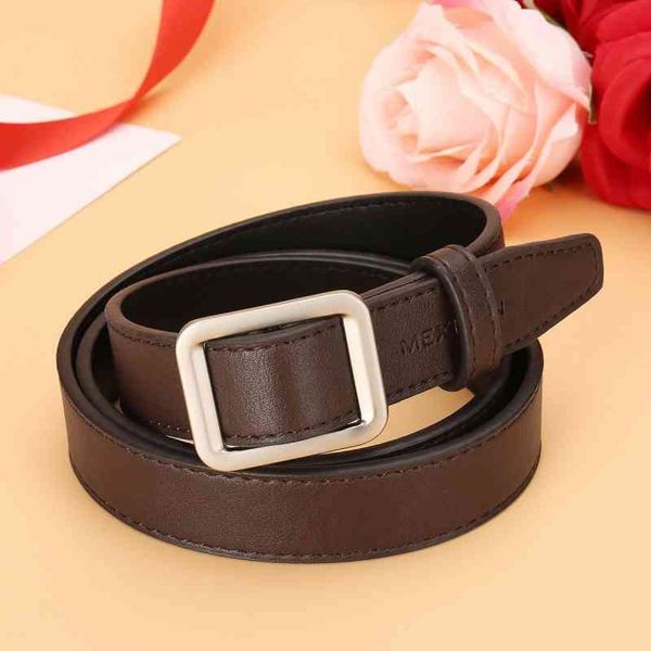 

belts female student korean version versatile decorative skirt belt perforated smooth buckle jeans, Black;brown