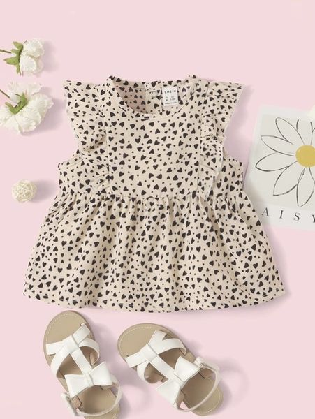 

baby allover heart print ruffle trim she, Blue