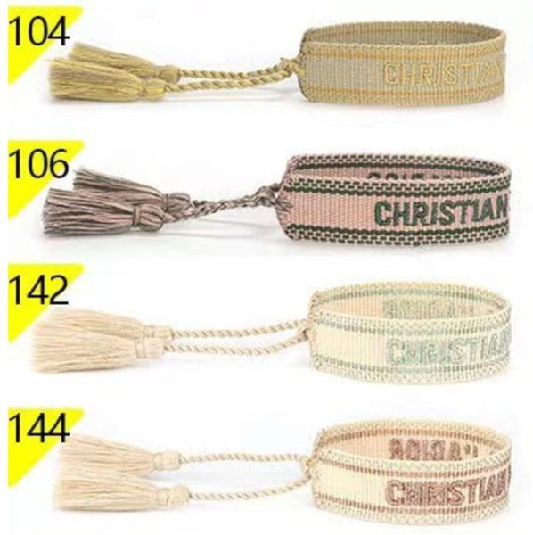 

fashion luxury brand embroidery bracelets classic women men bangles friendship charm bangle woven adjustable tassel vintage couple braided j, Golden;silver