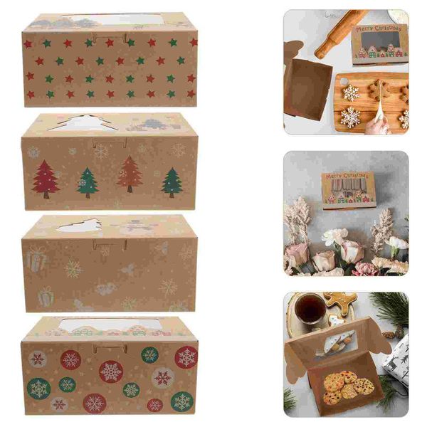 Brocada de presente 8pcs Paper Bakery Boxes Beautiful Cake Chic Sobersert for Christmas Partygift