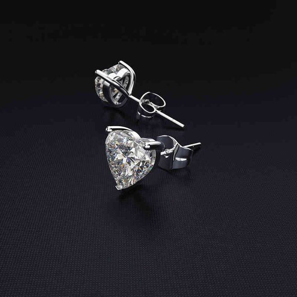 

wong rain 925 sterling silver vvs1 0.5 ct real moissanite gemstone anniversary wedding heart earrings fine jewelry wholesale, Golden;silver