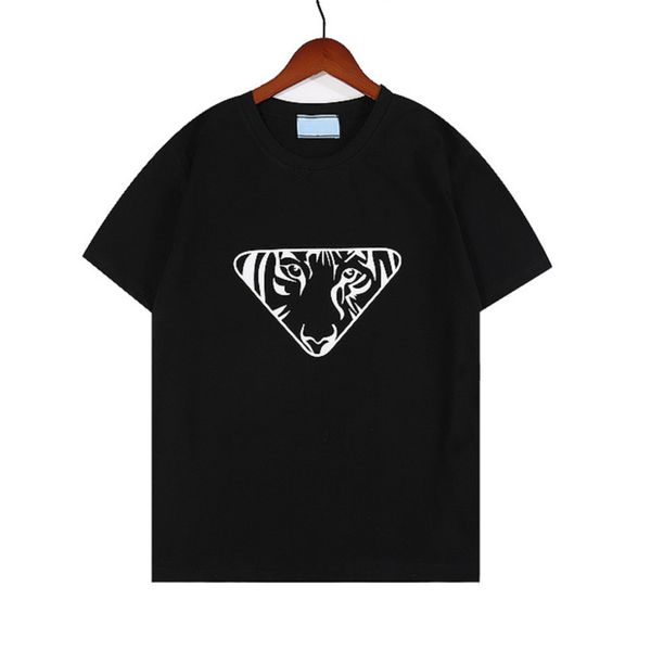 

summer designer mens t shirts tiger head triangle brand p luxury fashion t-shirt casual loose tees 100% cotton womens tshirts ap3f, White;black
