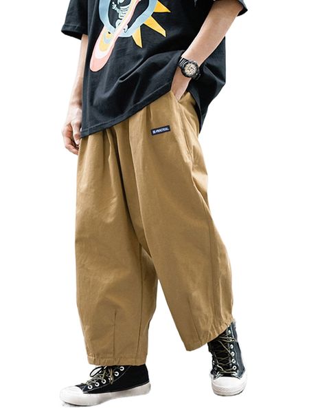 

men letter patched detail slant pocket side pants d9g8#, Black