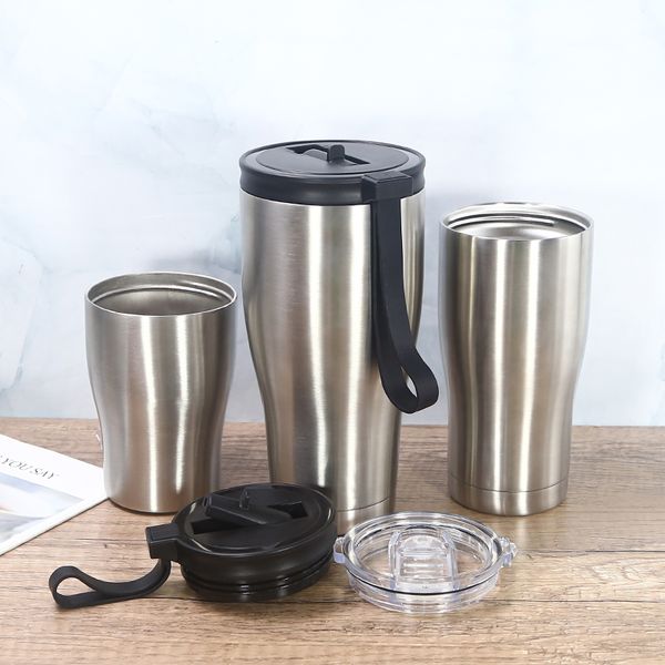 10 onças de 20 onças 30 oz de aço inoxidável Tumblers esculpidos tampa da cintura Tumblers com duas tampas