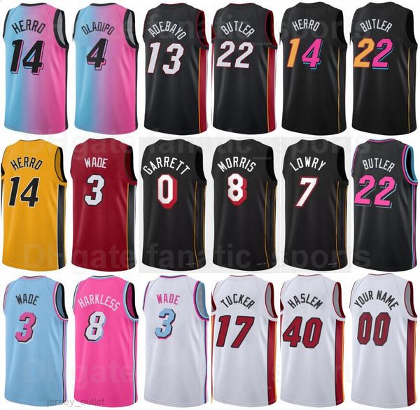 

75th anniversary basketball print kyle lowry jersey 7 bam adebayo 13 duncan robinson 55 jimmy butler 22 dwyane wade 3 tyler herro 14 udonis, Black;red