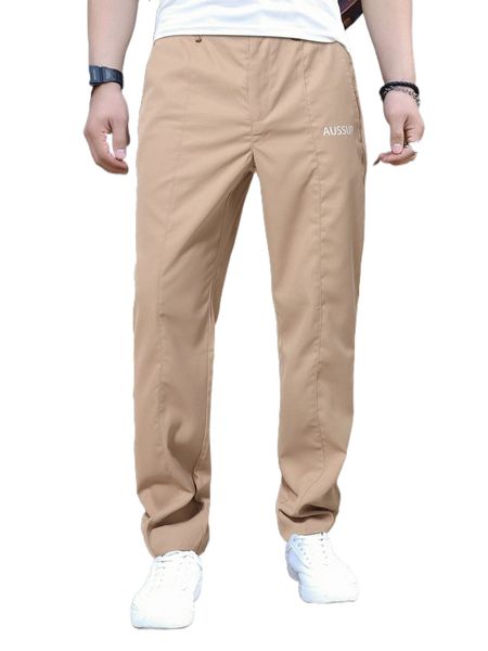 

men letter graphic straight leg pants h7gt#, Black