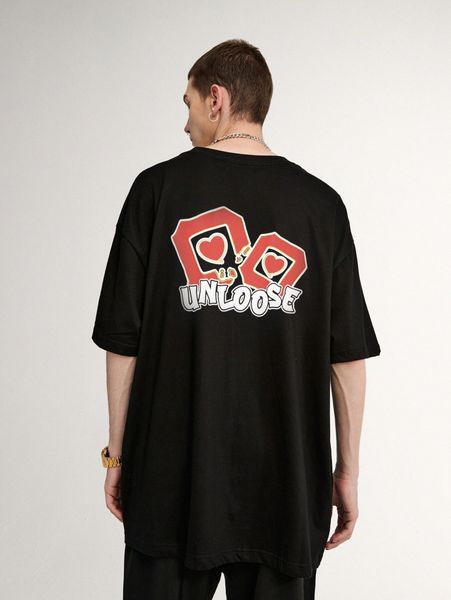 

men heart & letter graphic tee y9ls#, White;black