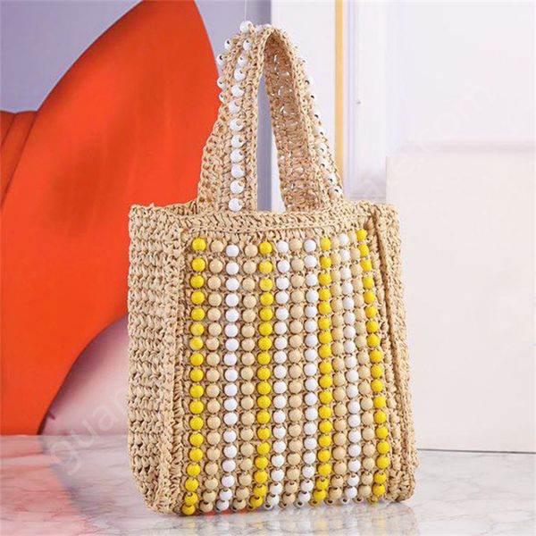 

women's tote bag mini beaded straw soft shopping bag for women 3colors