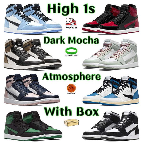 

with box sneakers 1 1s high basketball shoes dark mocha bred patent university blue twist unc pollen prototype bordeaux fashion men women