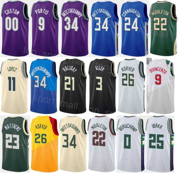 

screen print men youth basketball khris middleton jersey 22 giannis antetokounmpo 34 jrue holiday 21 grayson allen 7 bobby portis 9 george h, Black;red