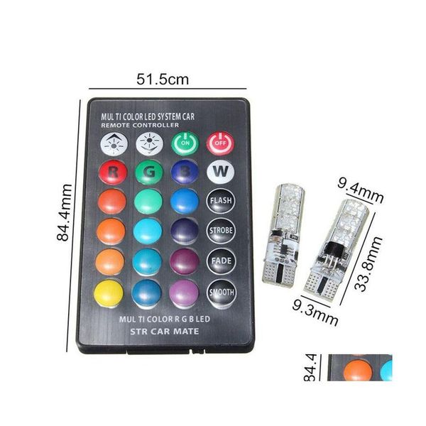 LUZES DE LED T10 W5W LUZES DE CARRO BBS RGB COM REMOTO CONTROL